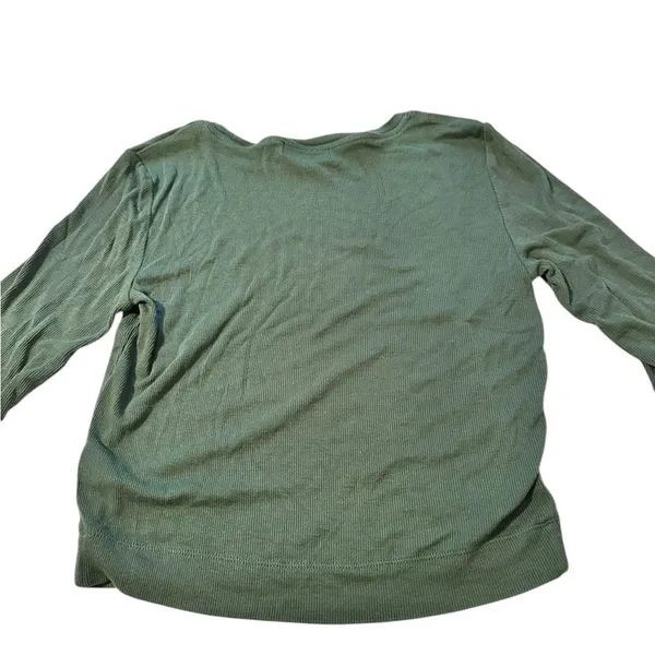 Babaton Aritzia Womens Small Forest Green Ribbed Long Sleeve Crew Neck Top - Image 2