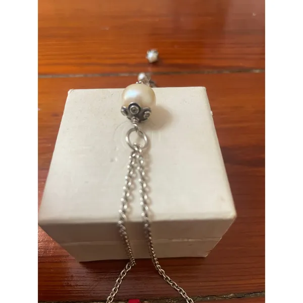 Pandora Retired Cultured Elegance Pearl Ring Earrings Necklace Set 925 - Image 5