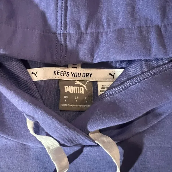 PUMA Womens Cropped Pullover‎ Hoodie Hazy Blue Long Sleeve Size Small - Image 4