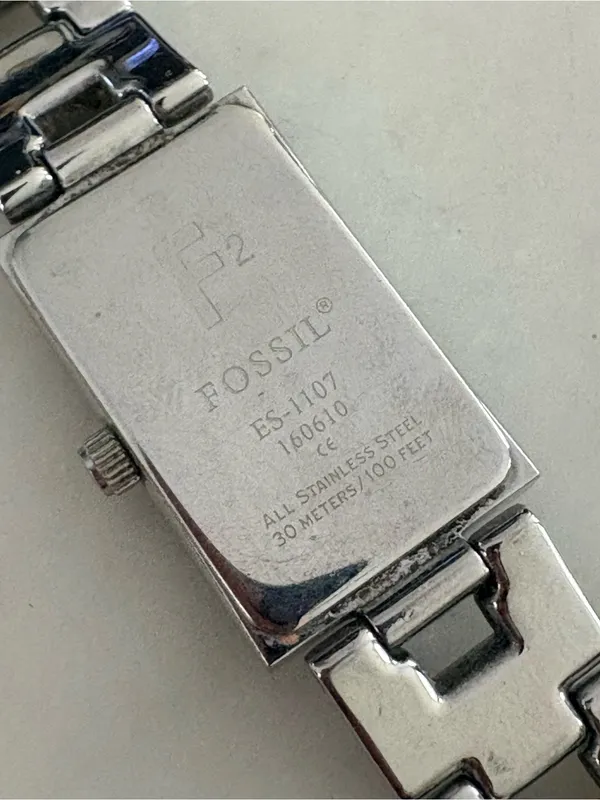 Fossil Silver Rectangular Stainless Steel Link Watch Needs Battery - Image 3