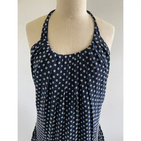 Prose & Poetry Navy Polka Dot Halter Dress Open Back Ruffle XS - Image 10
