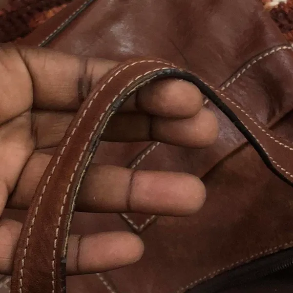 FOSSIL Vintage Y2K Brown leather baguette shoulder hobo hand bag purse boho satchel cargo pockets #grunge #whimsygoth #preppy #officesiren - Image 7