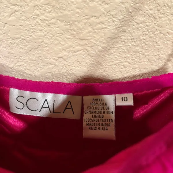 NWT NEW Scala N4008 hot pink silk and blue beaded embellished prom dress - Image 6