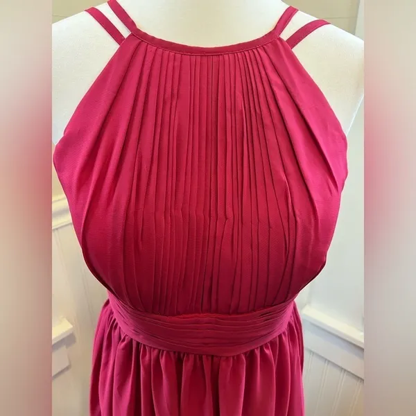 JJ's House Berry Chiffon Pleated A-Line Floor-Length Bridesmaid Dress S/M - Image 8