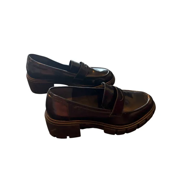 Crown Vintage‎ Women's Black Chunky Platform Penny Loafers Size 10 - Image 4