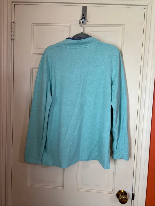 LL Bean Knit Style Pullover 1/4 Button Up Women’s Size XL Teal/Blue - Image 7