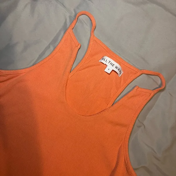 All The Ways Leotard Bodysuit Highneck Cut Out Coral Small - Image 4