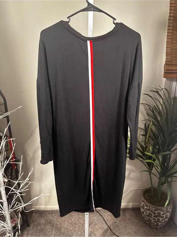 P212. Barbour Black Long Sleeve Zip Pocket Tunic Dress-oversized - Image 4