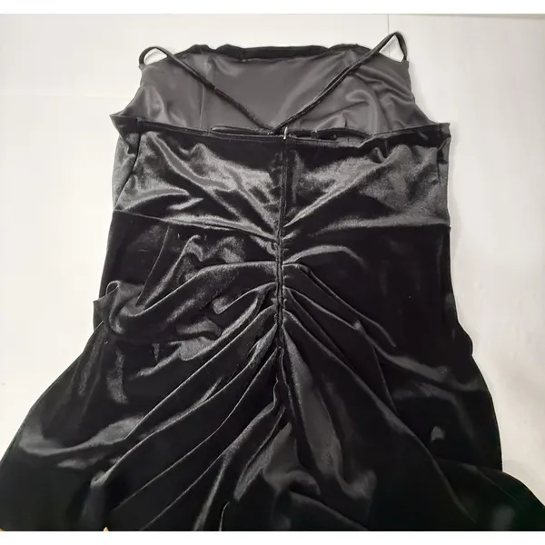 SHEIN Bae Black‎ Dress Velvet Spaghetti Strap 2XL Plus Prom Ruched Stretch New - Image 9