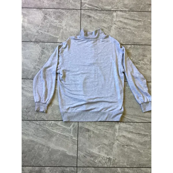 Three Dots Women Heather Gray Quarter Zip Fleece Sweatshirt Pullover Size M - Image 5