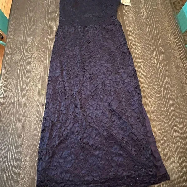 Sam Edelman Navy Lace Sleeveless Midi Dress Square Neck Women's Cocktail Wedding - Image 5