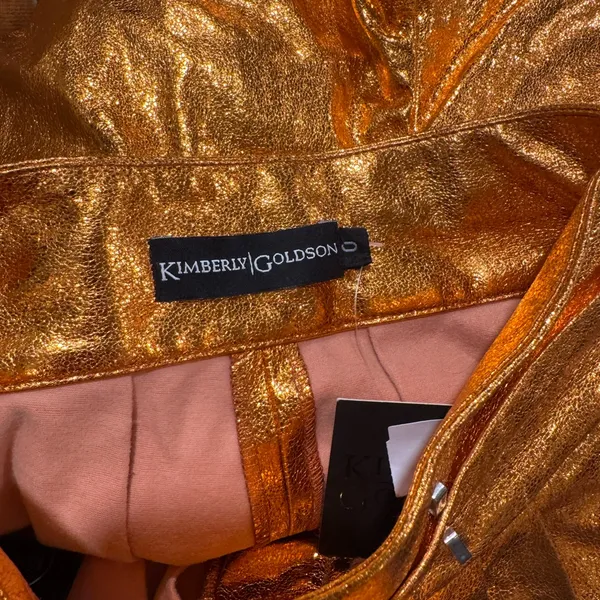 Kimberly Goldson Lizzie Metallic Faux‎ Leather Shorts Copper 0 Orange - Image 8