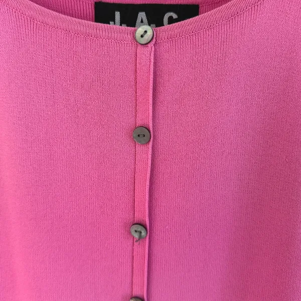 J.A.C. Women's Y2K Button Front Hot Pink Square‎ Neck Ribbed Tank Top Size Med - Image 4