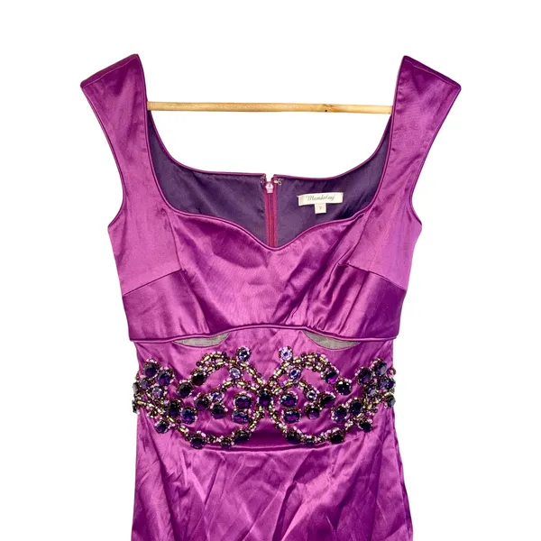 NWT Mandalay Oleander Purple Beaded Embellished Midi Cocktail Evening Dress Sz 2 - Image 2
