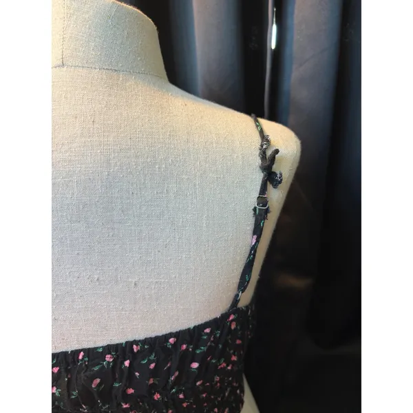 Forever 21 Black Pink‎ Floral Smocked Crop Cami Top Small - Image 5