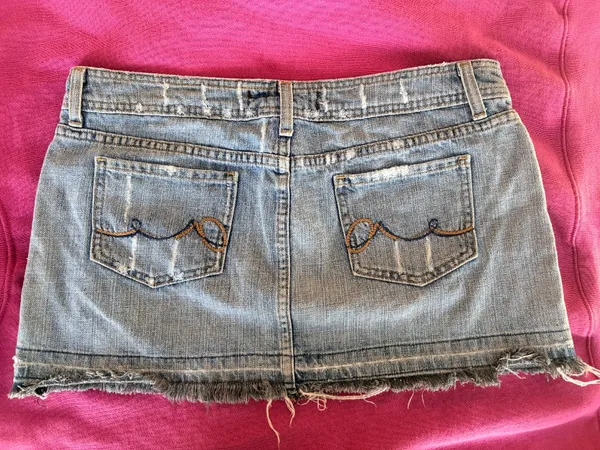 Angel Denim | Light Wash Studded Frayed Mini Skirt | L - Image 6