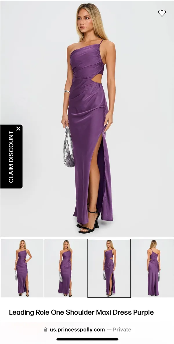 leading role one shoulder maxi dress purple princess polly - Image 2