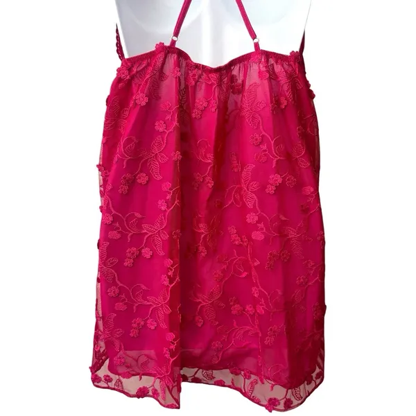 NEW Flora Nikrooz Meg‎ Floral Embroidered Chemise Pink Sleepwear Feminine S - Image 7
