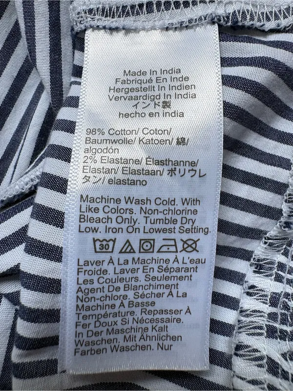J.Crew Factory 14 Blue White Striped Ruffle Sleeve Midi Shirt Dress CK548 - Image 6