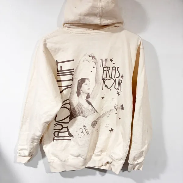 Taylor Swift Eras Tour Hoodie Ivory Small Official Merch Cream Fearless Heart - Image 4