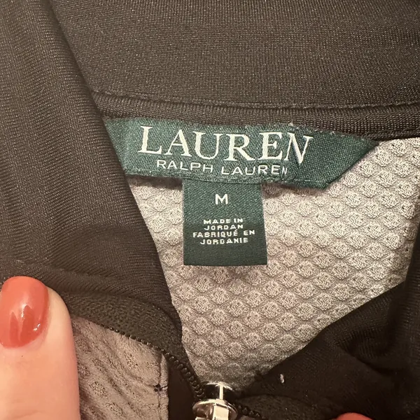 LRL Lauren‎ Active Ralph Lauren Women's Sz Medium Gray Waffle 1/4 Zip Pullover - Image 4