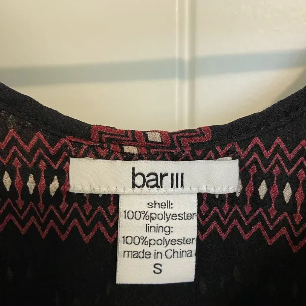 EUC | Bar III women’s dark color patterned cinched waist dress —‎ small - Image 4