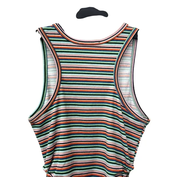 Freshman Tank Top Sleeveless Drawstring Side Ribbed Striped Multicolor W XS NWOT - Image 7