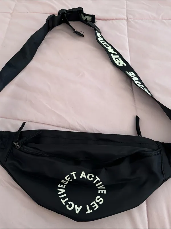 SET Active x Revolve Black Fanny pack belt bag with White Logo Circle, size 13x6 - Image 14