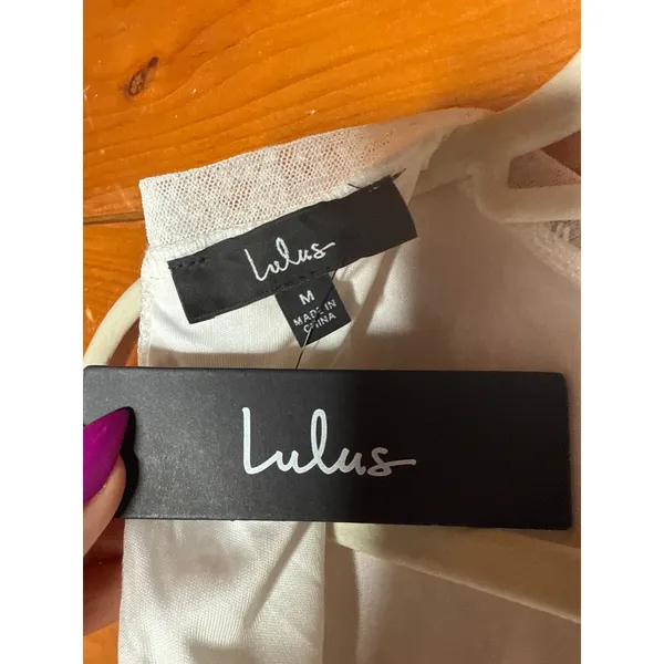 NWT Lulus Modern Movement White Mesh Ruched Mock Neck Mini Dress Bodycon Size M - Image 6