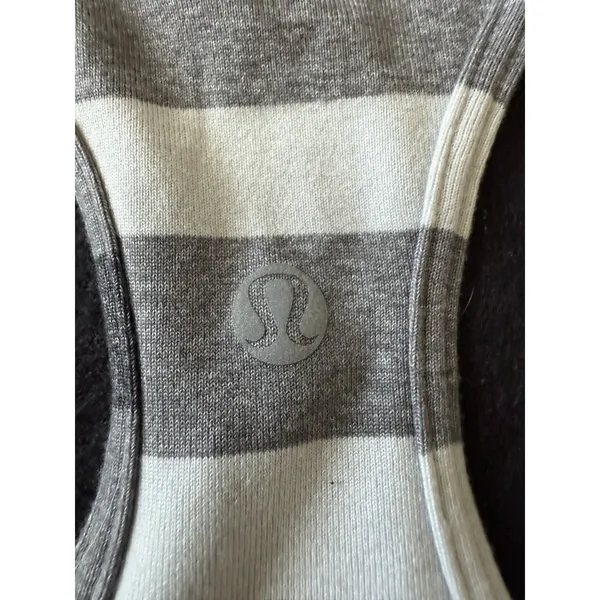 Lululemon Cool Racerback Marshmallow Stripe Heathered Sand Dune Black Size 4‎ - Image 4