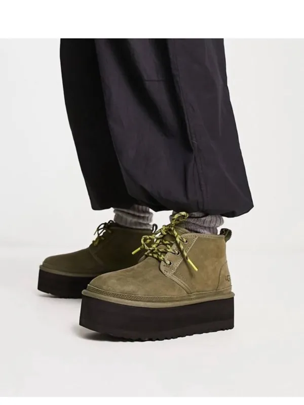 Ugg Neumel Heritage 2” Platform Burnt Olive Suede Wool Boots Womens Size 11 - Image 2