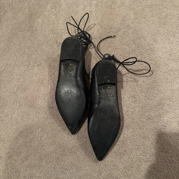 ALDO Ballet Black Alize Pointed Toe Lace-Up Flats - Image 7