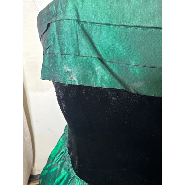 VTG 1980s Jodi Michaels Prom Party Dress Green Metallic Bubble Skirt Basque - Image 6