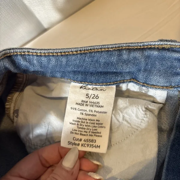 KanCan Junior's 5/26‎ Jeans Blue Denim Mid Rise Medium Wash Straight Fringe Hem - Image 3