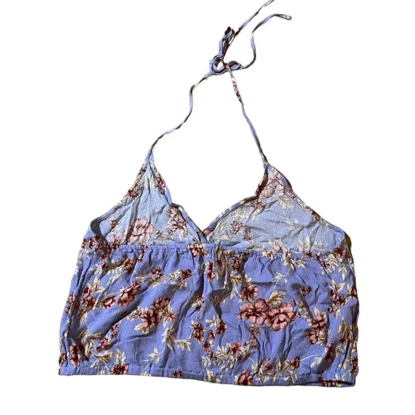American‎ Eagle Outfitters Women’s Purple Floral Halter Top XL - Image 4