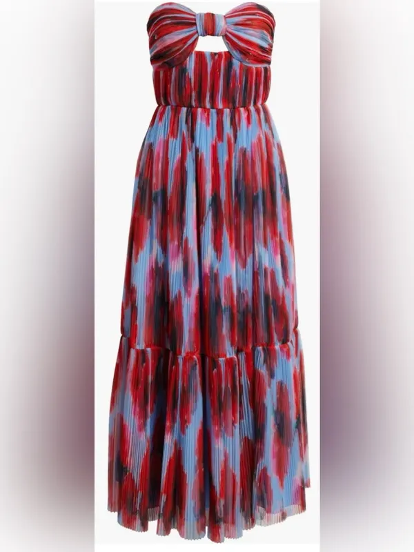 NEW HUTCH Bow Front Strapless Maxi Peri/ Red Dress Sz 10 - Image 4