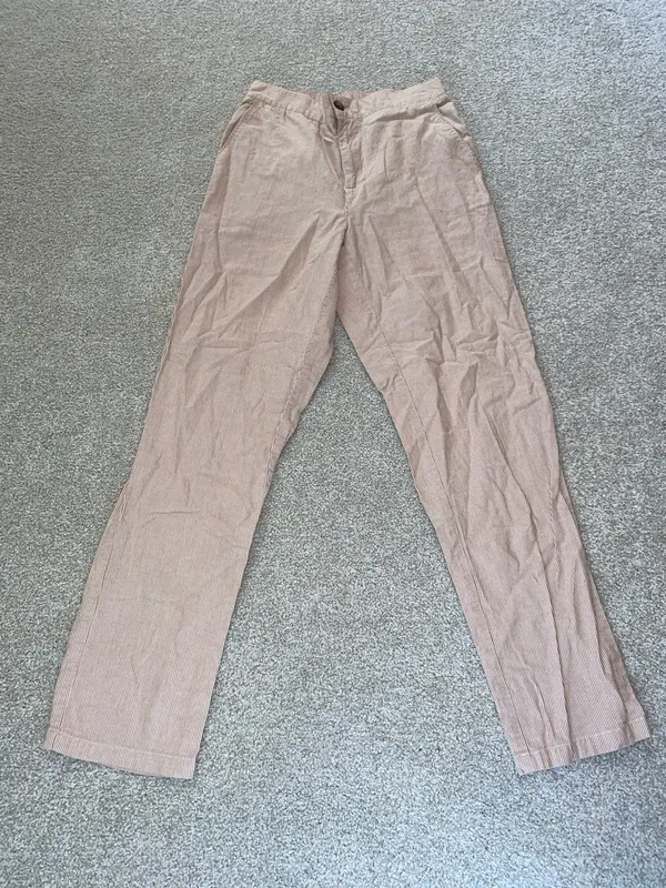 Forever 21 Pinstripe Tan & White Pants - Image 2