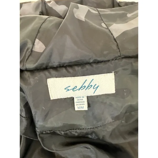 Sebby Hooded Crop Puffer Jacket Black Camo Full Zip Outdoor Gorp Womens Size M - Image 6