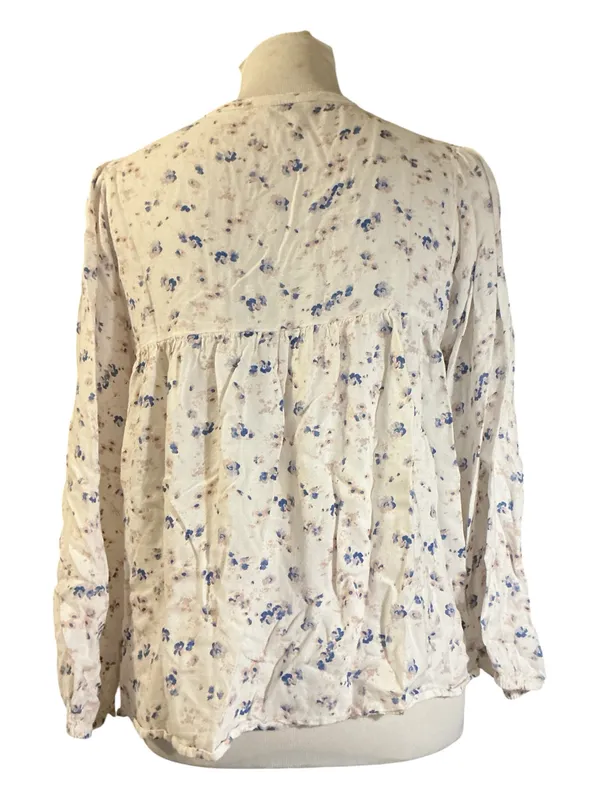 Universal Threads Lucky Brand Women’s Medium Floral V-Neck Peasant Top Long Sleeve Boho Blousemm - Image 2
