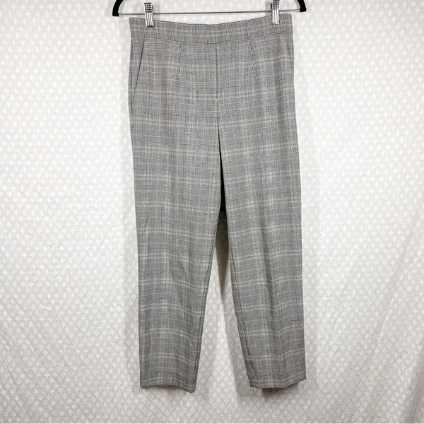 Aritzia Babaton Black‎ Brown Plaid Straight Pull On Pants - Image 2