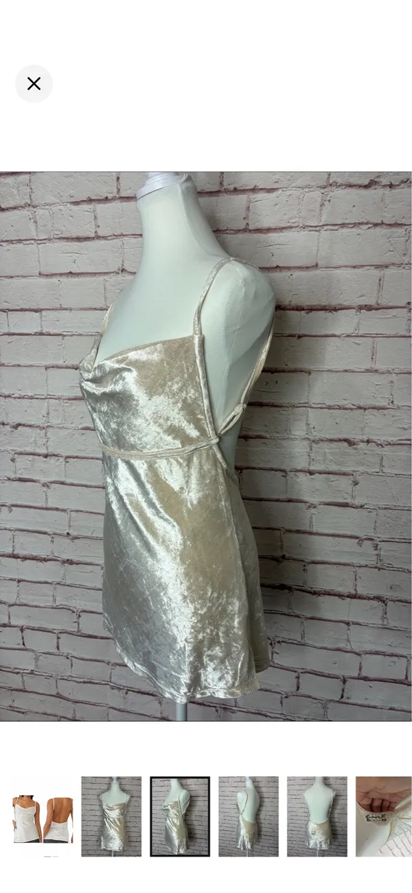 Intimately Free People Velvet All Night Tunic in Champagne NWT Small. Stretchy and soft. Completely open back. Adjustable straps. 14.5-15.5” bust 26” long approximately - Image 4