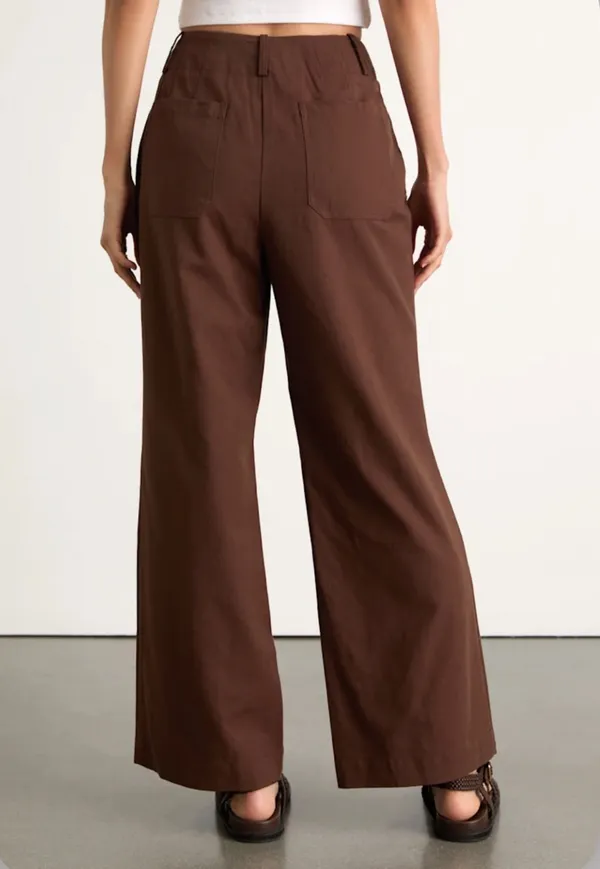 Lulus Bryssa Dark Brown Twill High-Rise Wide-Leg Pants - Image 2