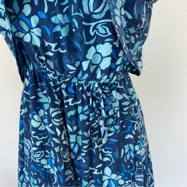 Japna Blue Floral Strapless Ruffle Elastic Waist Maxi Dress - Image 5