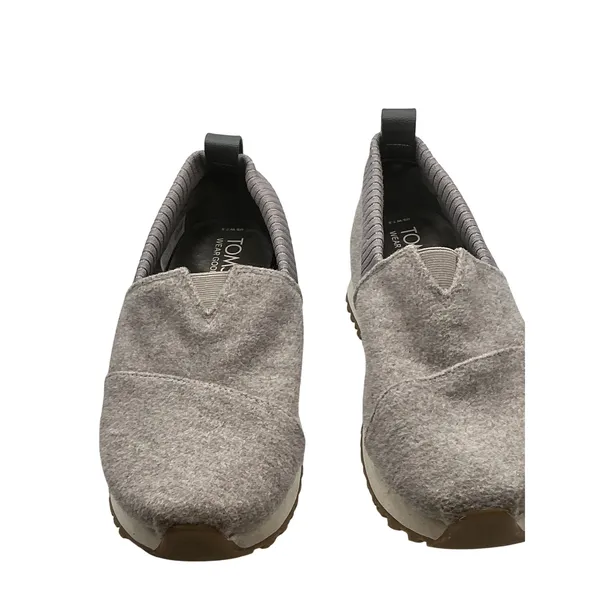 TOMS Mallow Mule Grey Felt Slip On Sneakers Womens 7.5 Ribbed Knit Collar - Image 7