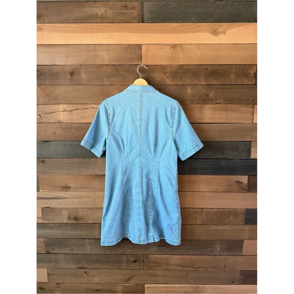 Madewell Denim Shirt Dress Snap Front Stretch Jean Dress Size 14 - Image 6