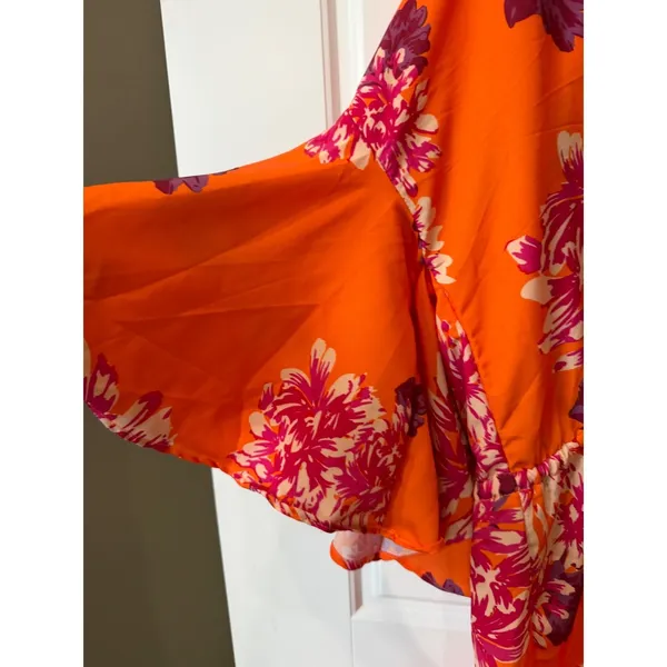 Hello Molly Moral of the Story Romper Orange Floral XS Boho Resort Tropical - Image 6
