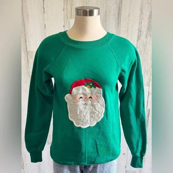 Vintage Pannill by Hanes Christmas‎ Santa Sweatshirt Small whimsical unique - Image 5