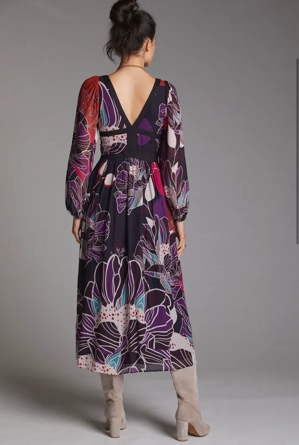 Anthropologie Floral Midi Dress - Image 3
