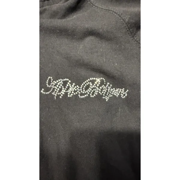 Apple Bottoms Black Rhinestone Zip Up Hoodie Y2K Large Logo Cotton Blend - Image 3
