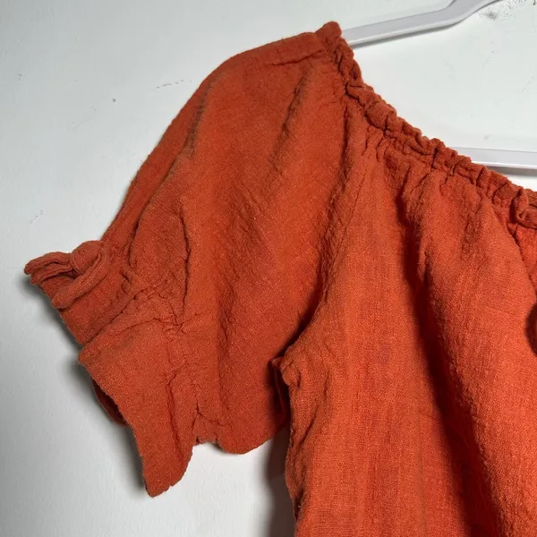 Cotton On Womens Burnt Orange Cotton Gauze Off Shoulder‎ Crop Top Boho Medium - Image 5